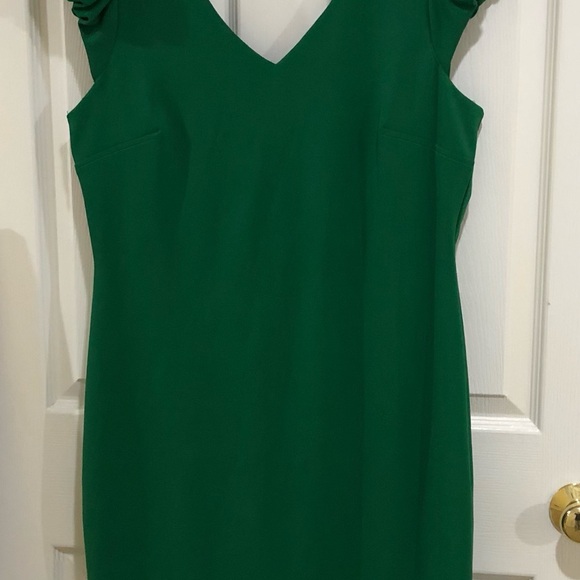EnFocus Dress WM. Deep Green Stretchy Casual Classic#Puff Sleeves# Size 12. L. - Picture 14 of 15
